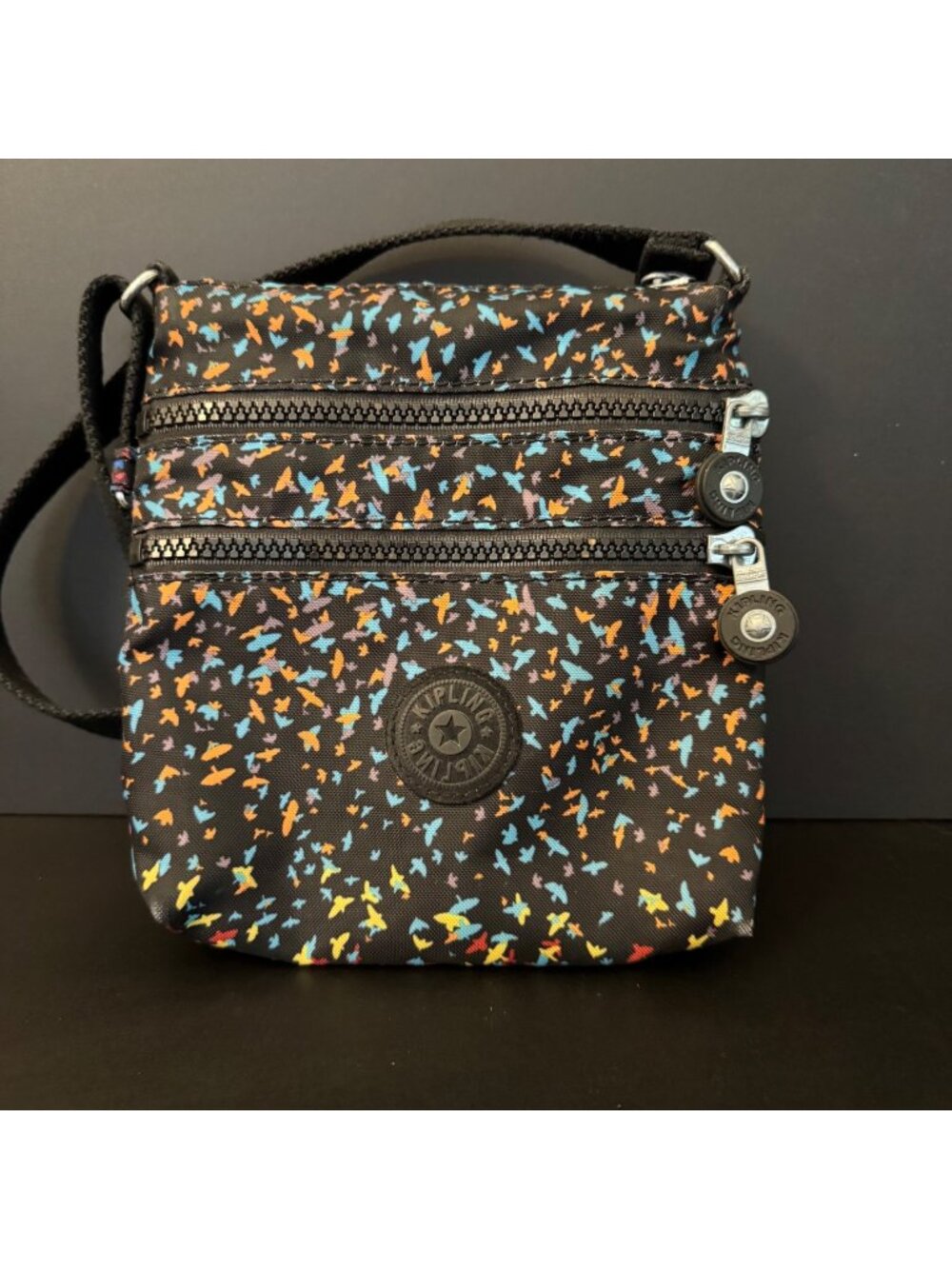Kipling Crossbody Bag With Multicolor Print Adjustable Strap & Multiple Zipper C